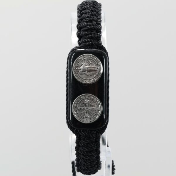 St Benedict Double Medallion Bracelet | Black