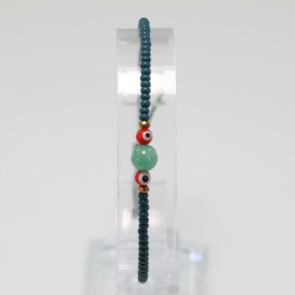 Red Evil Eye Newborns/Toddlers Bracelet | Green Czech Beads & Green Aventurine