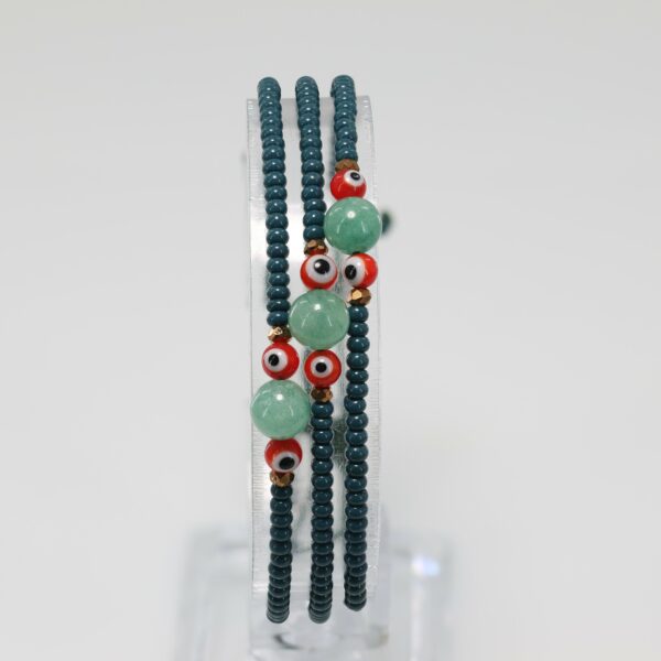 Red Evil Eye Newborns/Toddlers Bracelet | Green Czech Beads & Green Aventurine