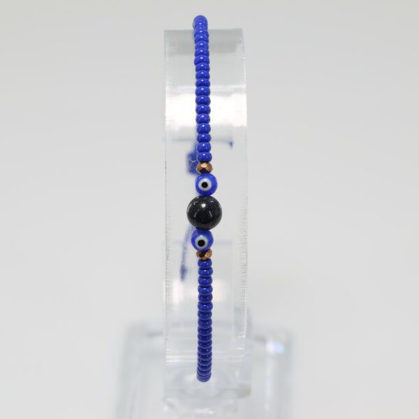 Blue Evil Eye Newborn/Toddler Bracelet | Blue Czech Beads & Goldstone