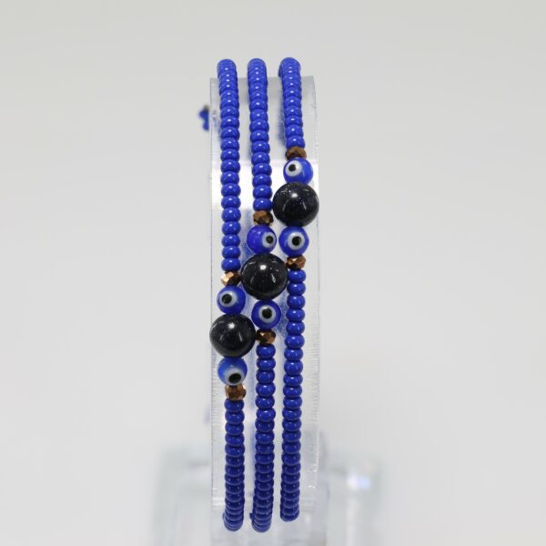 Blue Evil Eye Newborn/Toddler Bracelet | Blue Czech Beads & Goldstone
