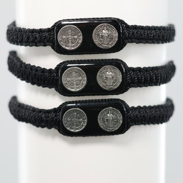 St Benedict Double Medallion Bracelet | Black