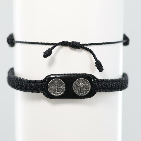 St Benedict Double Medallion Bracelet | Black