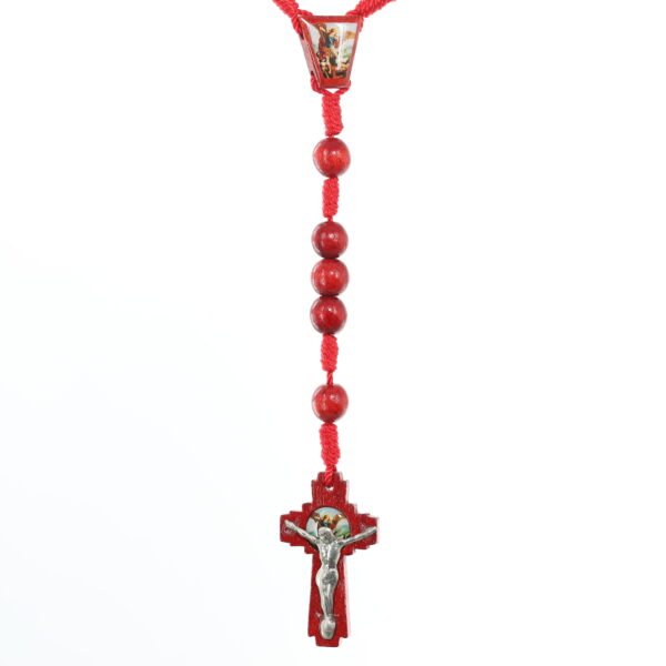 Saint Michael Archangel Wooden Rosary | Red