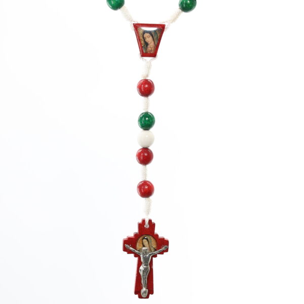 Our Lady of Guadalupe Wooden Rosary  | Green, White, and Red