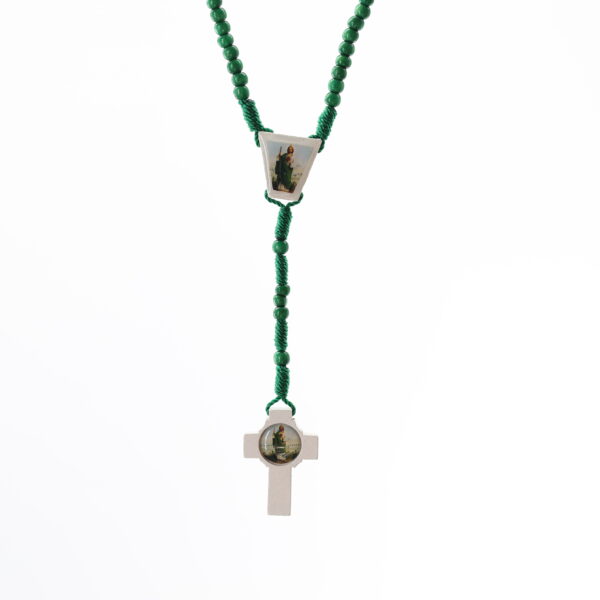 Saint Jude Thaddeus Small Wooden Rosary  | Green and White