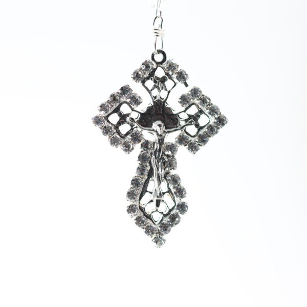 Silver Plated Saint Benedict Rosary | Faceted Crystal Beads