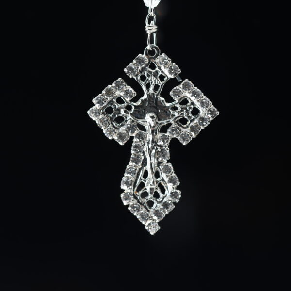 Silver Plated Saint Benedict Rosary | Faceted Crystal Beads