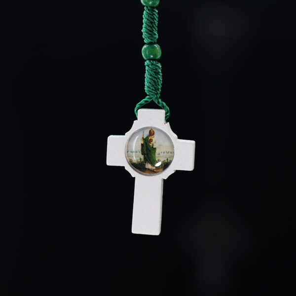 Saint Jude Thaddeus Small Wooden Rosary  | Green and White