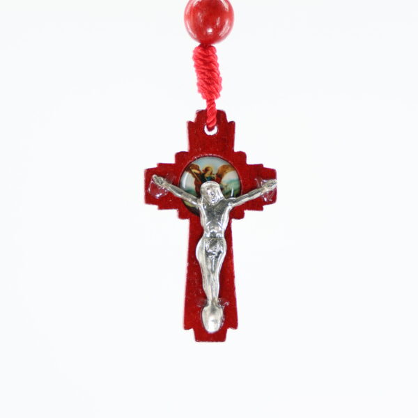 Saint Michael Archangel Wooden Rosary | Red