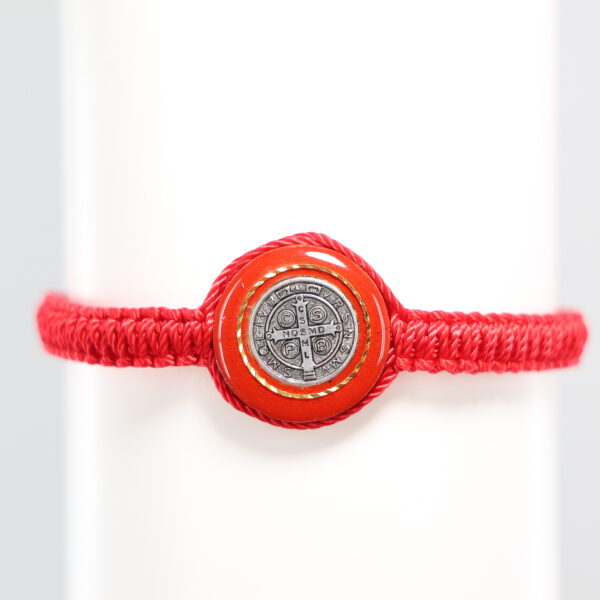 Cross of Saint Benedict Bracelet | Red With Golden Accent