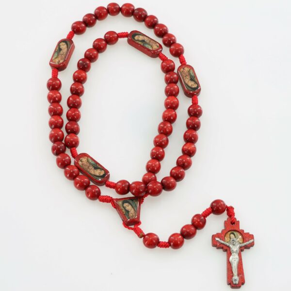 Our Lady of Guadalupe Wooden Rosary | Red