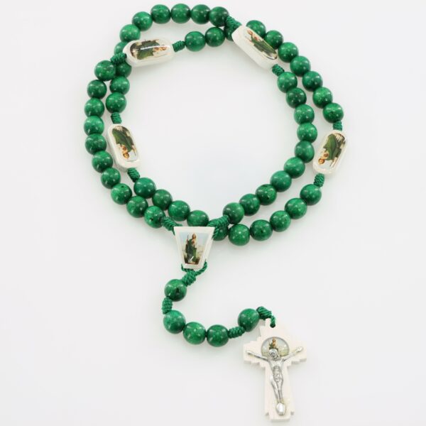 Saint Jude Thaddeus Wooden Rosary | Green and White