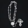 Silver Plated Saint Benedict Rosary | Faceted Crystal Beads