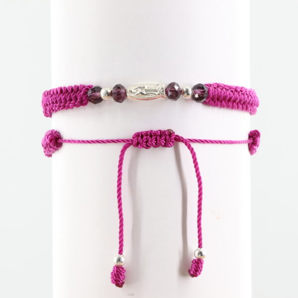 Virgin Mary Bracelet | Plum Purple Faceted Beads | Silver-color Beads & Medal | Plum Purple