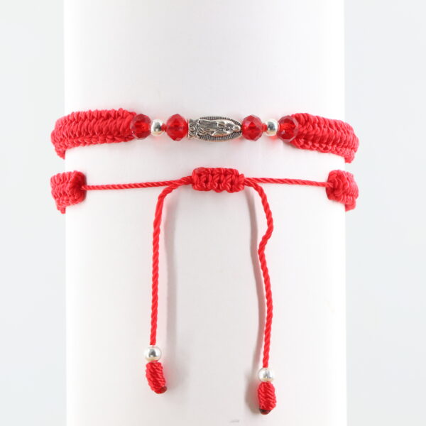 Virgin Mary Bracelet | Red Faceted Beads | Silver-color Beads & Medal | Red