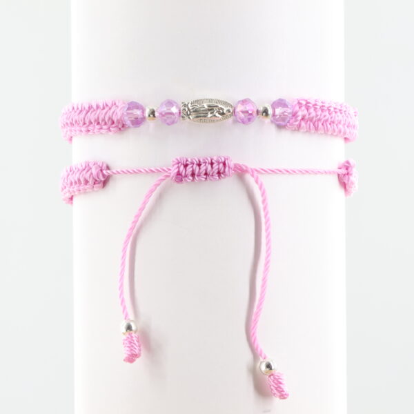Virgin Mary Bracelet | Lavender Faceted Beads | Silver-color Beads & Medal | Lavender