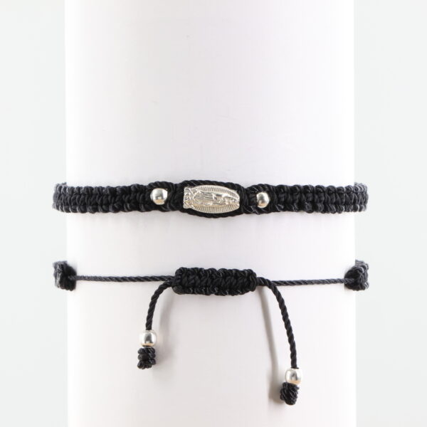Virgin Mary Adult Bracelet | Silver-Color Beads & Medal | Black