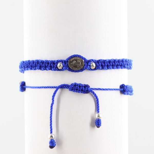 St. Benedict Adult Bracelet | Silver-Color Beads & Oval Medal | Blue