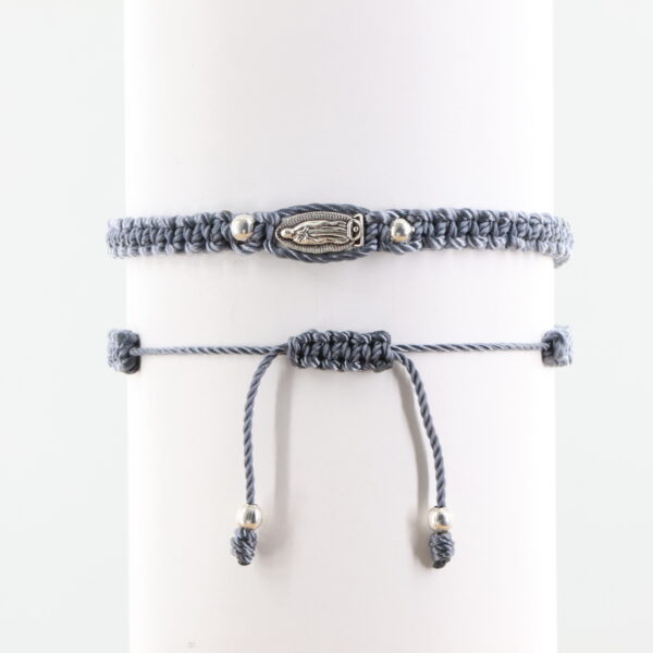 Virgin Mary Adult Bracelet | Silver-Color Beads & Medal | Grey