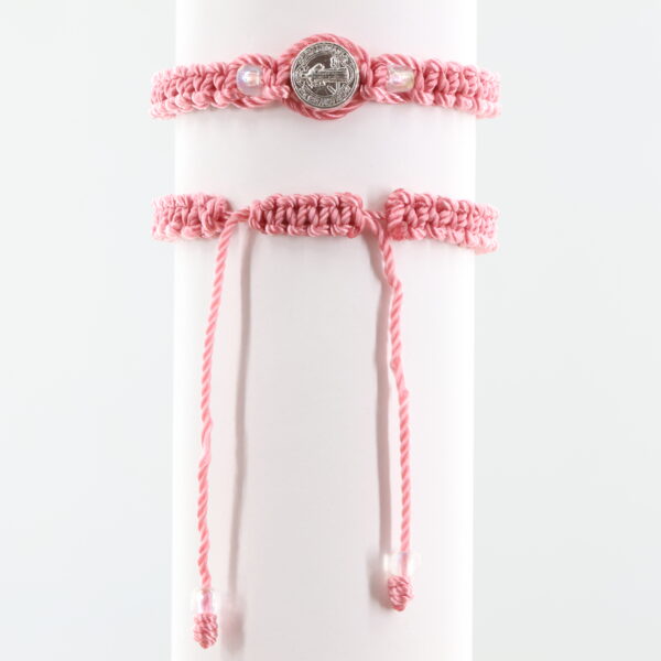 St. Benedict Toddler/Kids Bracelet | Clear Czech Beads & Silver-color Medal | Pink