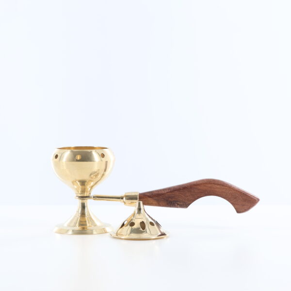Brass Resin Burner with Wooden Handle | Charcoal & Copal Set